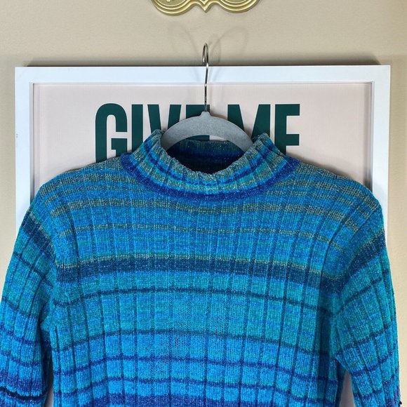 Vintage Y2k Striped Mockneck Sweater - Picture 3 of 5